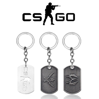 Móc khóa logo game CS GO bằng thép không gỉ thời trang cho nam