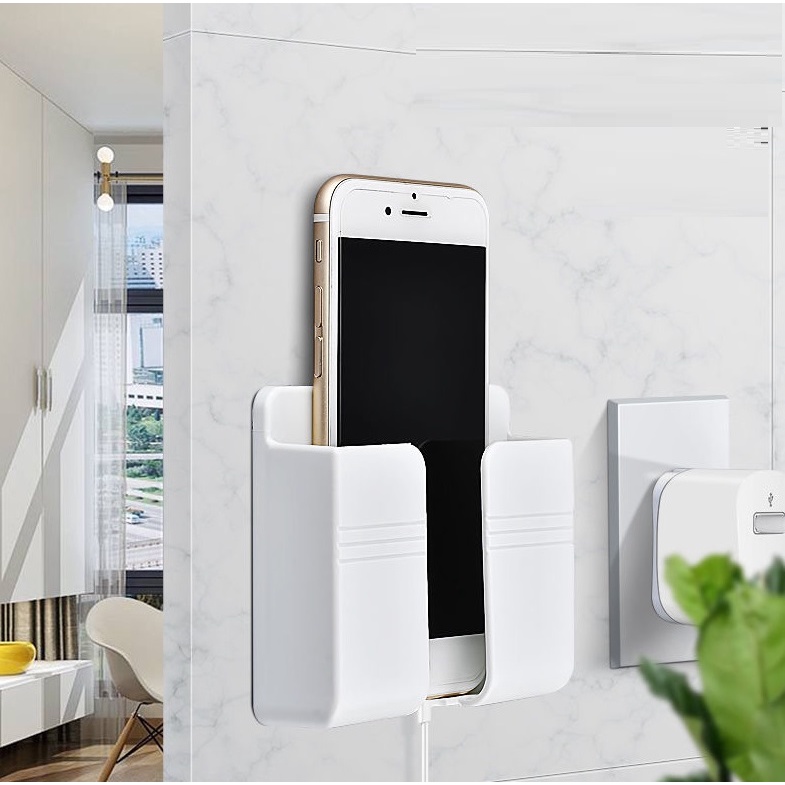 Giá đỡ điện thoại cắm sạc, khay để ĐT, remote TV - Máy lạnh,khay đa năng dán tường không cần khoan