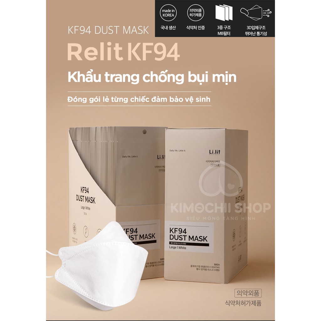 [Chính hãng Hàn Quốc] 01 chiếc khẩu trang KF94 chống bụi siêu mịn - Khẩu trang Hàn Quốc chính hãng