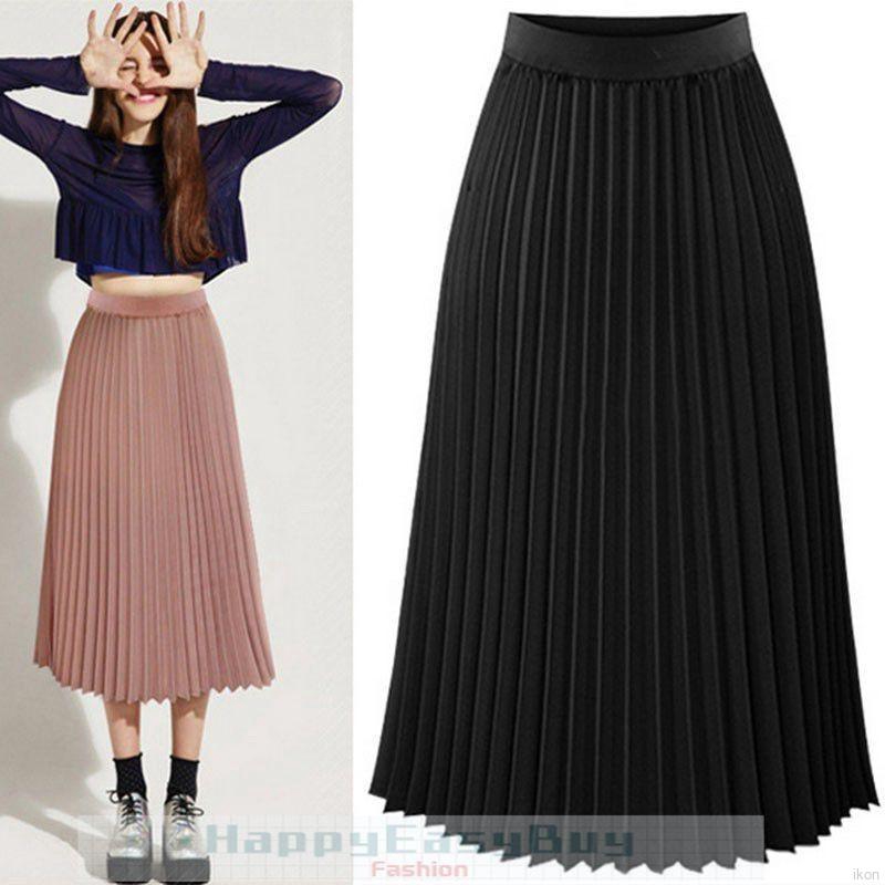 Chân váy Chiffon màu trơn chân váy xếp ly | BigBuy360 - bigbuy360.vn