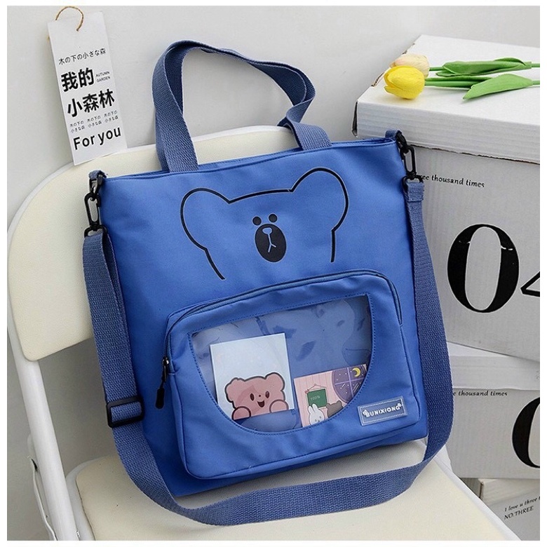 Túi tote thời trang đeo vai và đeo chéo - Hình Gấu