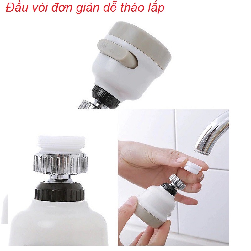 Đầu vòi tăng áp rửa chén bát xoay 360 độ 3 chức năng phun