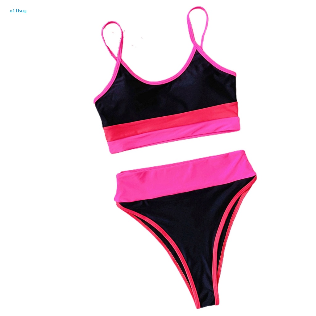 Bộ Đồ Bơi Bikini Lưng Cao Màu Khối Thời Trang Mùa Hè Cho Nữ