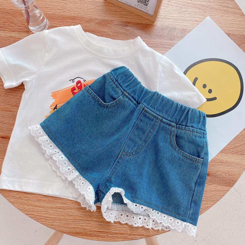 Quần jean bé gái, quần short cho bé gái phối ren qccc