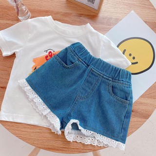 Quần jean bé gái, quần short cho bé gái phối ren qccc