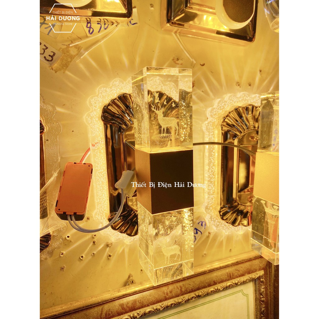 Đèn Led Thủy Tinh Gắn Tường 2 Đầu Kiểu Dáng Hiện Đại Hình Chú Nai 87541  24w Ánh Sáng Vàng - Bảo Hành 12 Tháng