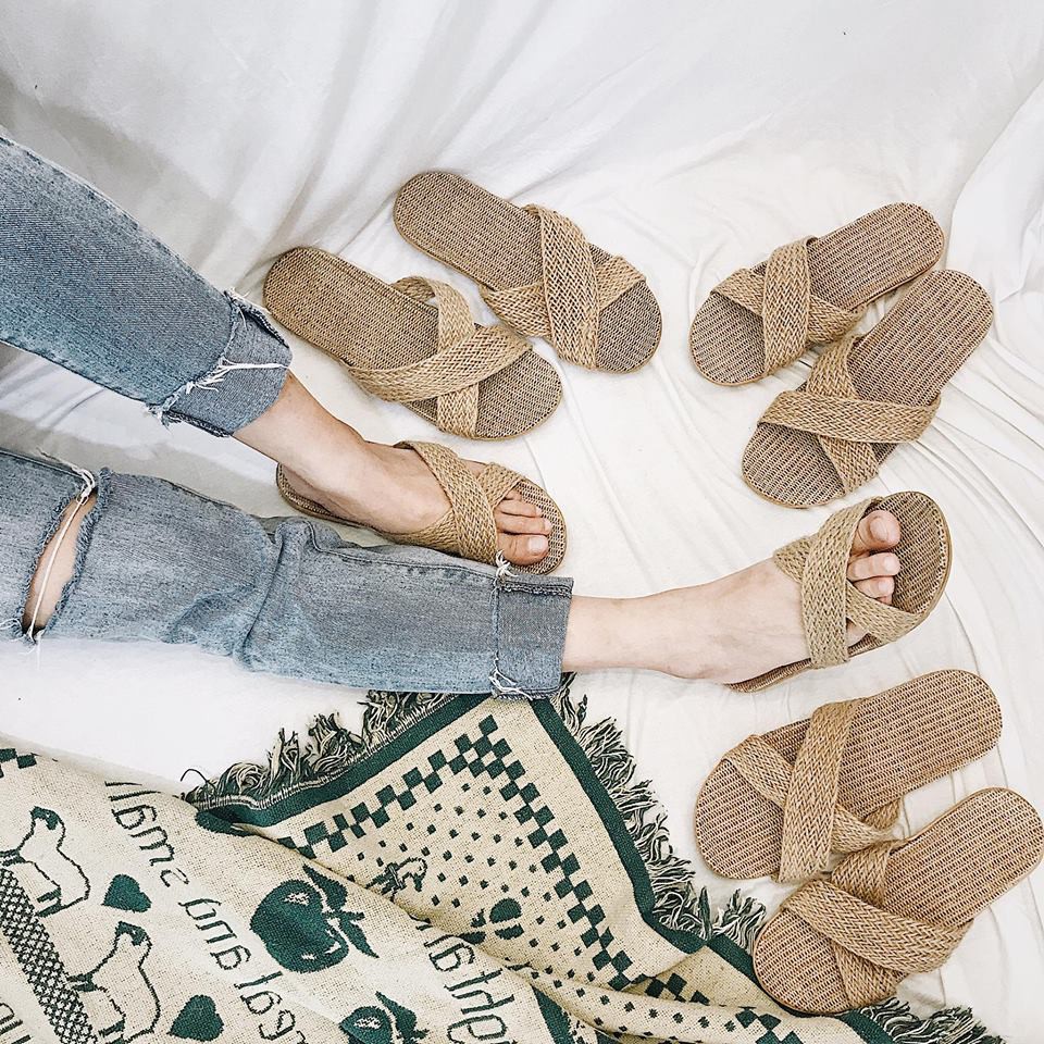 Dép cói đôi đi biển nam nữ