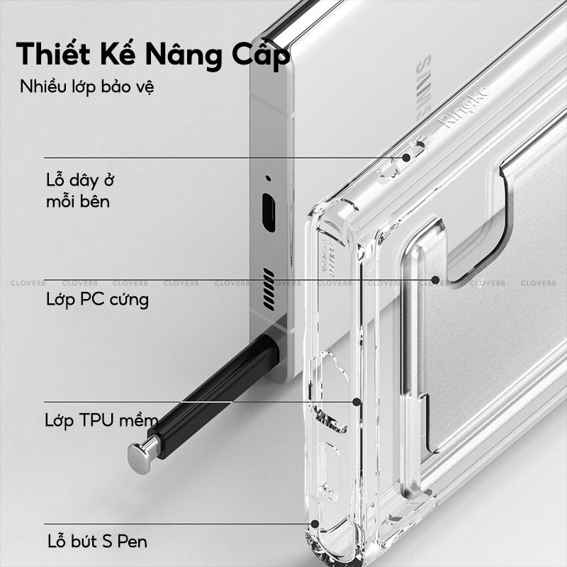 Ốp Lưng Trong Suốt Ringke Fusion Series Túi Khí Chống Sốc Viền Bảo Vệ Camera Chống Ố Vàng Cho Samsung S22 Ultra Cloverb