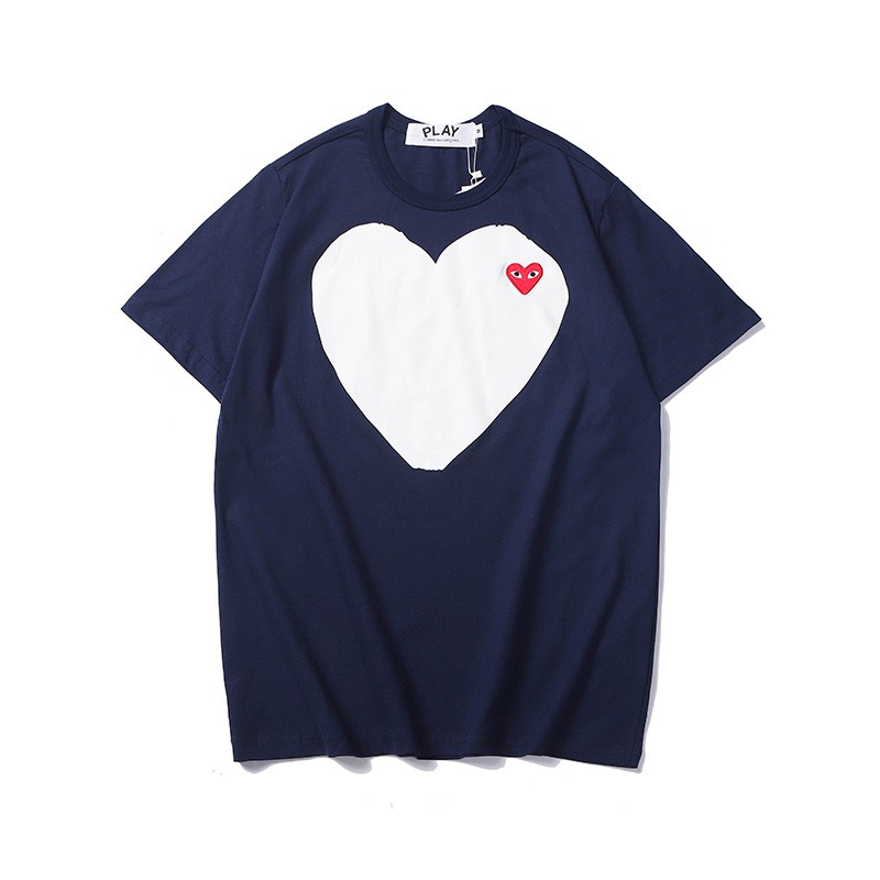 Comme des Garcons T-shirts Fashion Cotton Men Woman All-match Short Sleeve Blue White Classic Embroidery CDG PLAY T shirt