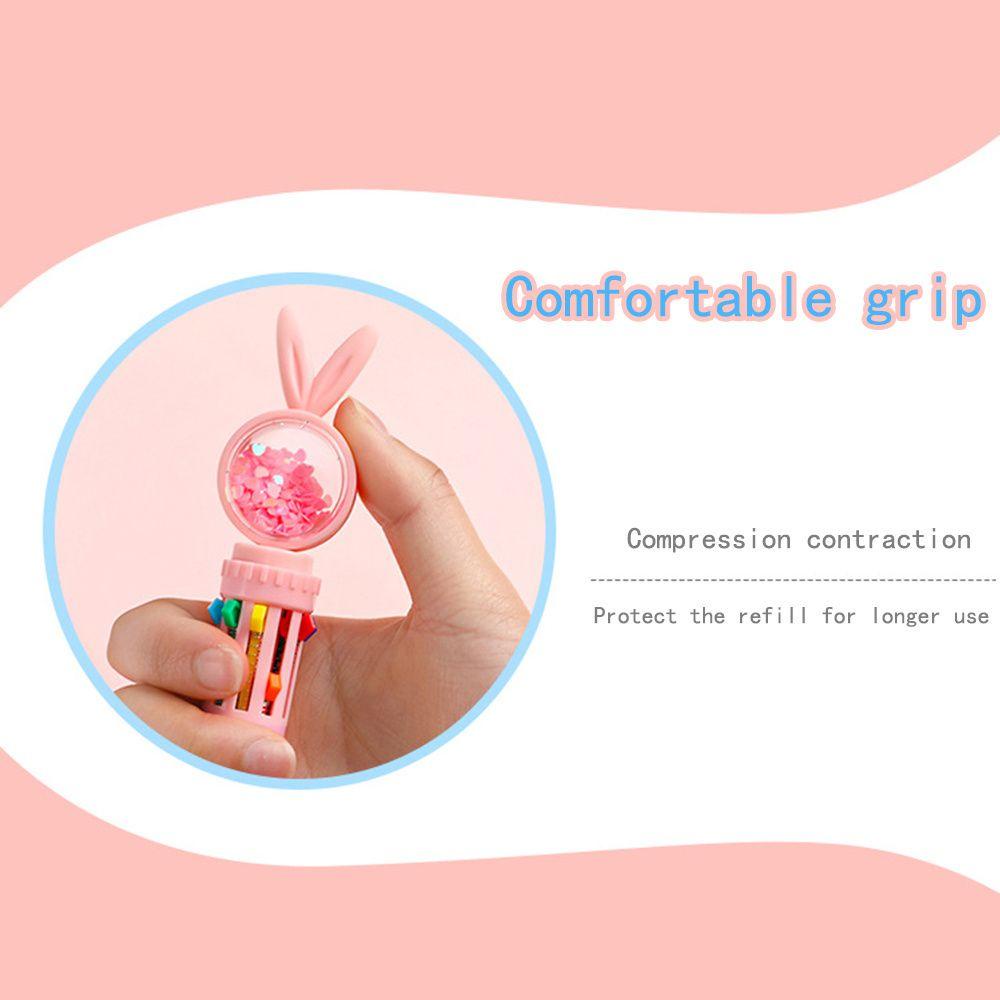 Lanfy Bút Gel Thiết Kế Kim Sa Hình Thỏ Hoạt Hình Vui Nhộn Mười Màu Dành Cho Học Sinh