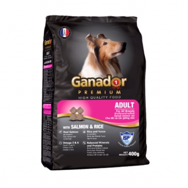THỨC ĂN CHO CHÓ GANADOR ADUlT VỊ CÁ HỒI VÀ GẠO 400 GR