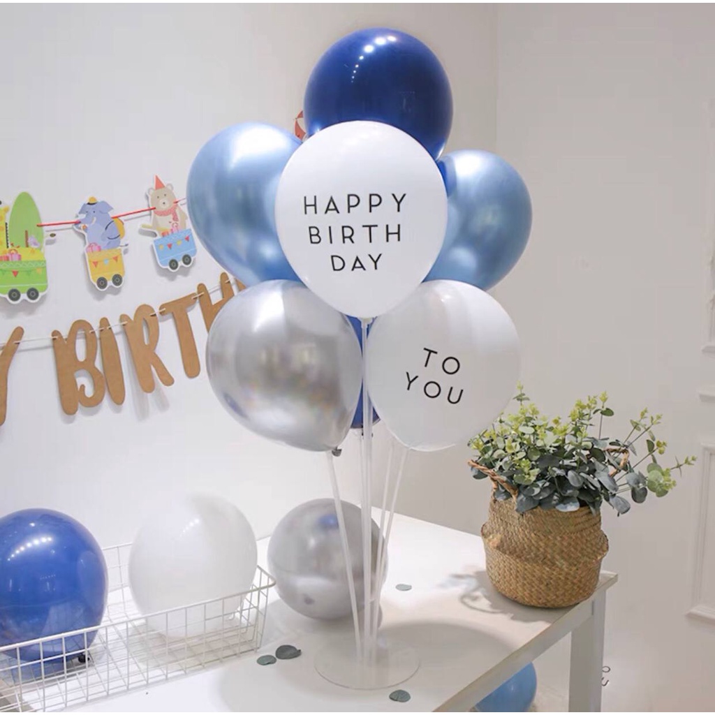Set bóng bay sinh nhật kèm trụ gắn bóng đế giả chất liệu mika cao 70cm trang trí sinh nhật