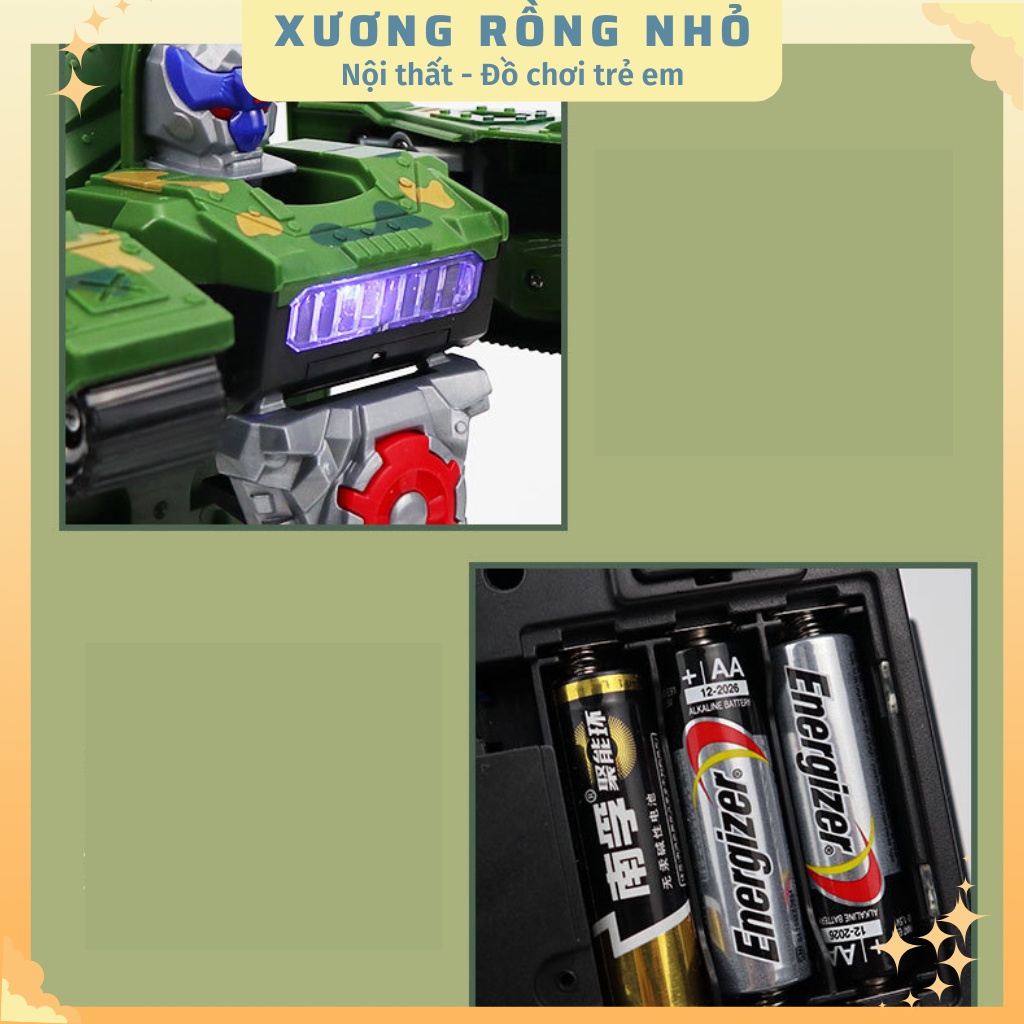 Đồ Chơi Trẻ Em Xe Tăng Biến Hình Robot Tự Động Có Đèn Và Nhạc Cho Bé