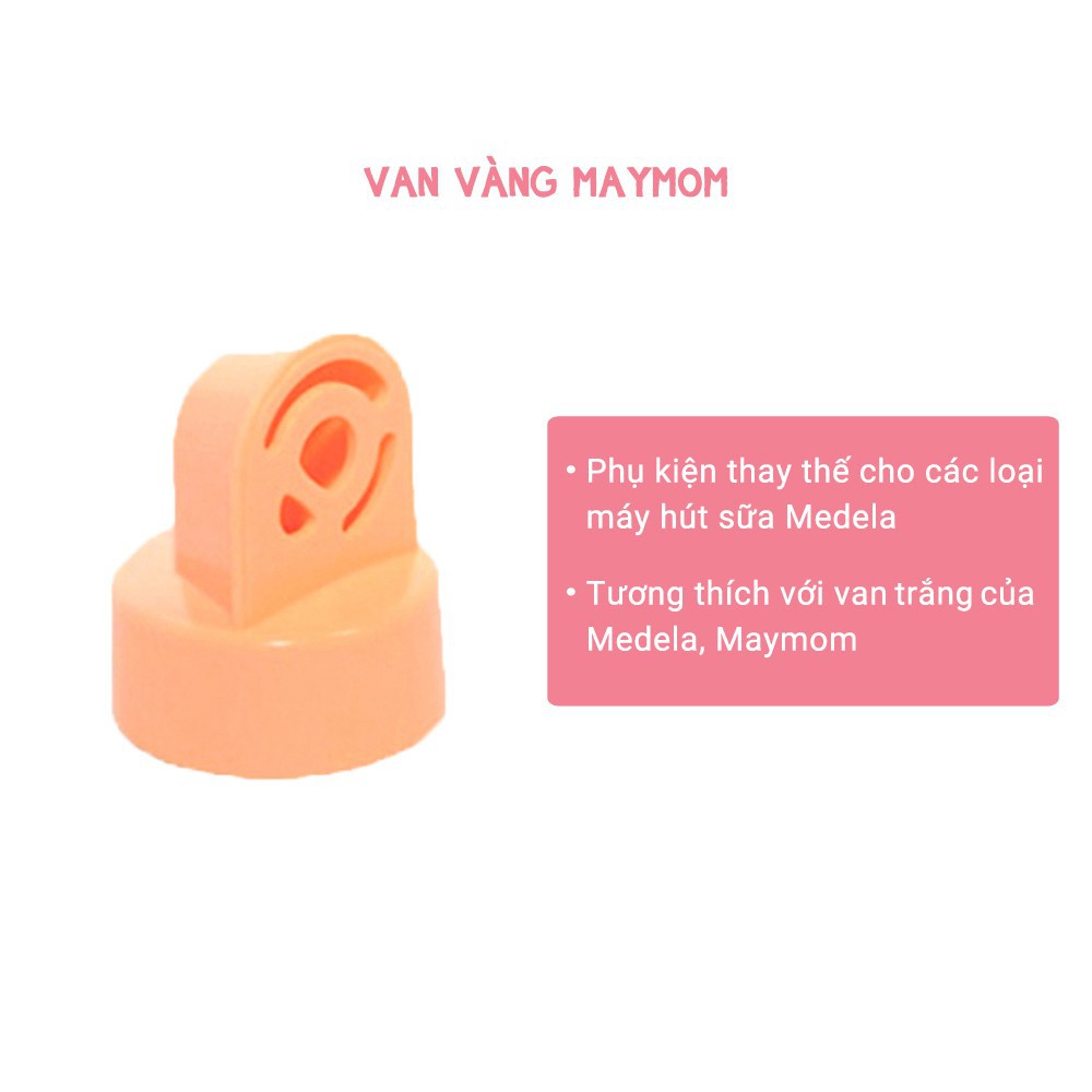 Van trắng, van vàng thương hiệu Maymom, nút dây, phụ kiện cho máy hút sữa.