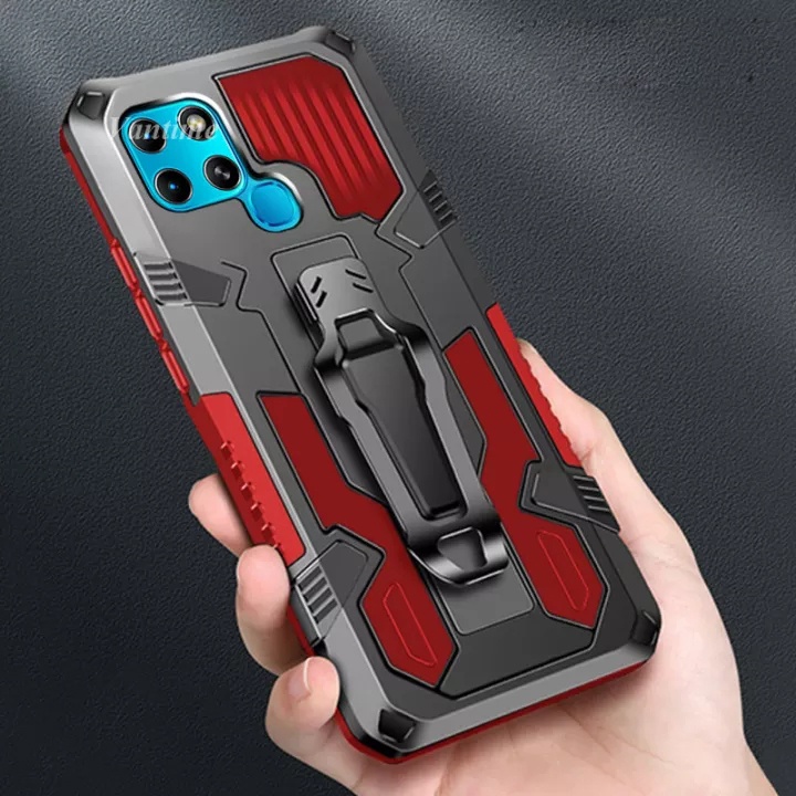 Infinix Smart 6 4 5 Pro Hybrid Rugged Vỏ giáp chống sốc có kẹp thắt lưng