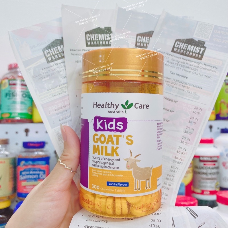 Kẹo sữa dê non Goat's milk Kids Healthy Care Úc bổ sung vitamin cho trẻ và người lớn 300v