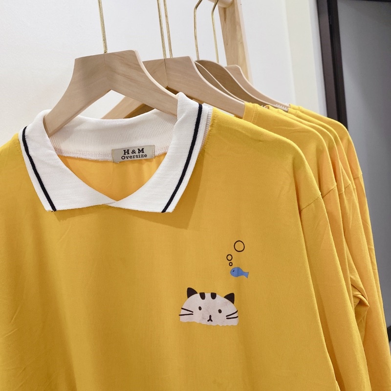 Áo thun dày tay nam nữ, áo phông dài tay shopcossi chất cotton màu vàng