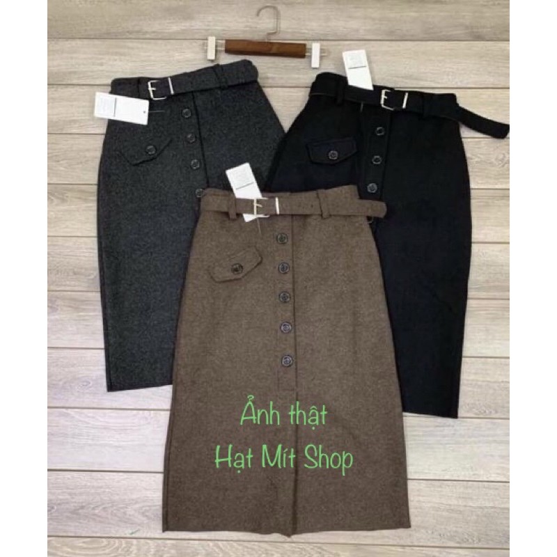 Chân váy dạ dài túi lệch kèm đai | BigBuy360 - bigbuy360.vn