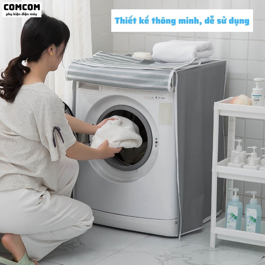 Áo trùm máy giặt cửa ngang, bao trùm máy giặt cửa trước chống mưa - nắng, họa tiết bao trùm máy giặt xinh xắn dễ thương