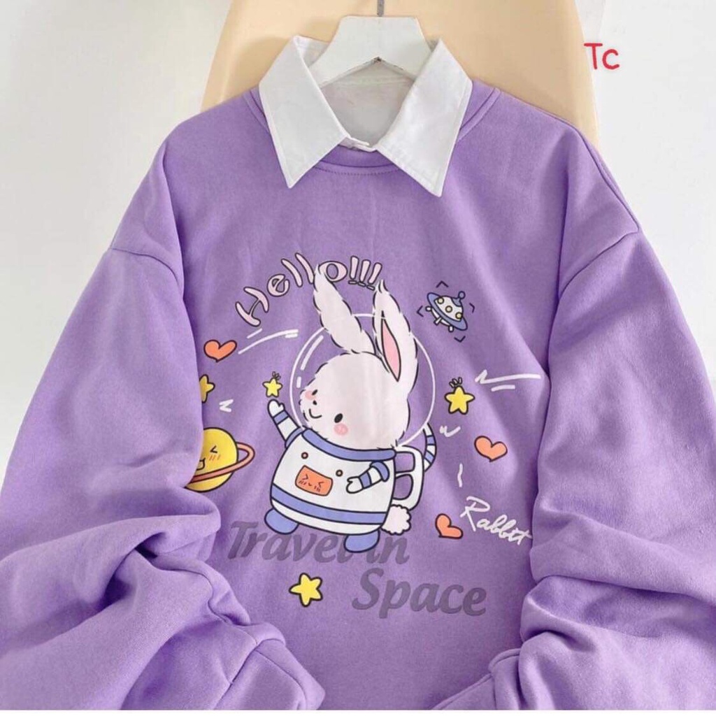 Áo Sweeter Thỏ màu tím Siêu Hot chất nỉ dày mịn