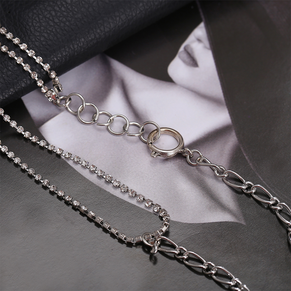 vòng cổ Hợp Kim Thiết Kế Bất Đối Xứng Đính Đá Sang Trọng