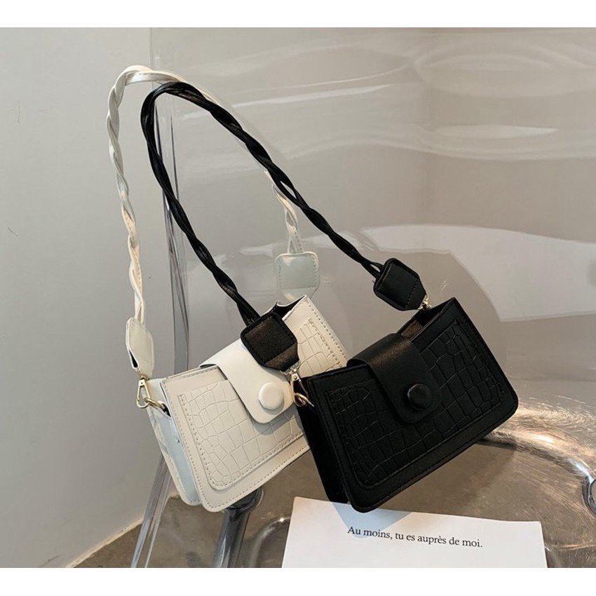 Túi Đeo Chéo Nữ Linh Store Túi Đeo Vai Mini Nắp Gỗ Vặn Thừng Ngăn Khóa Kéo Thời Trang Hàn Quốc - LS25