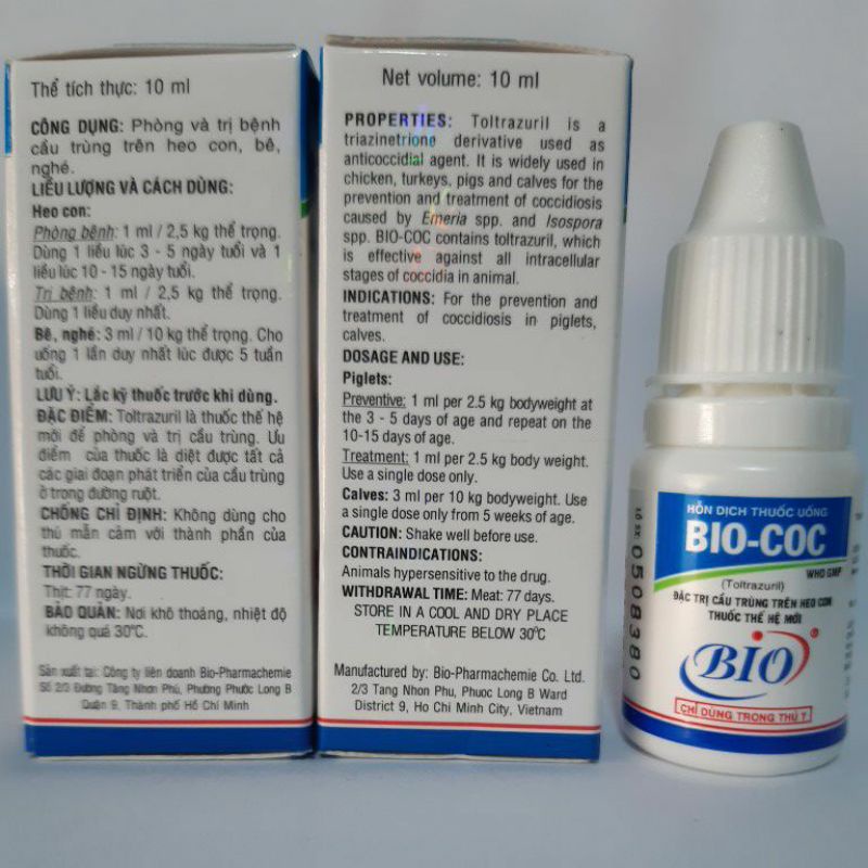 Bio Coc 10ml cầu trùng thỏ, heo