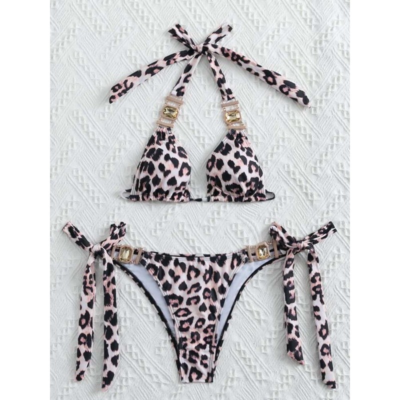 [BKN490] &lt;ÂU&gt; SET BIKINI TRIANGLE BEO ĐEN MIX ĐÁ CAO CẤP