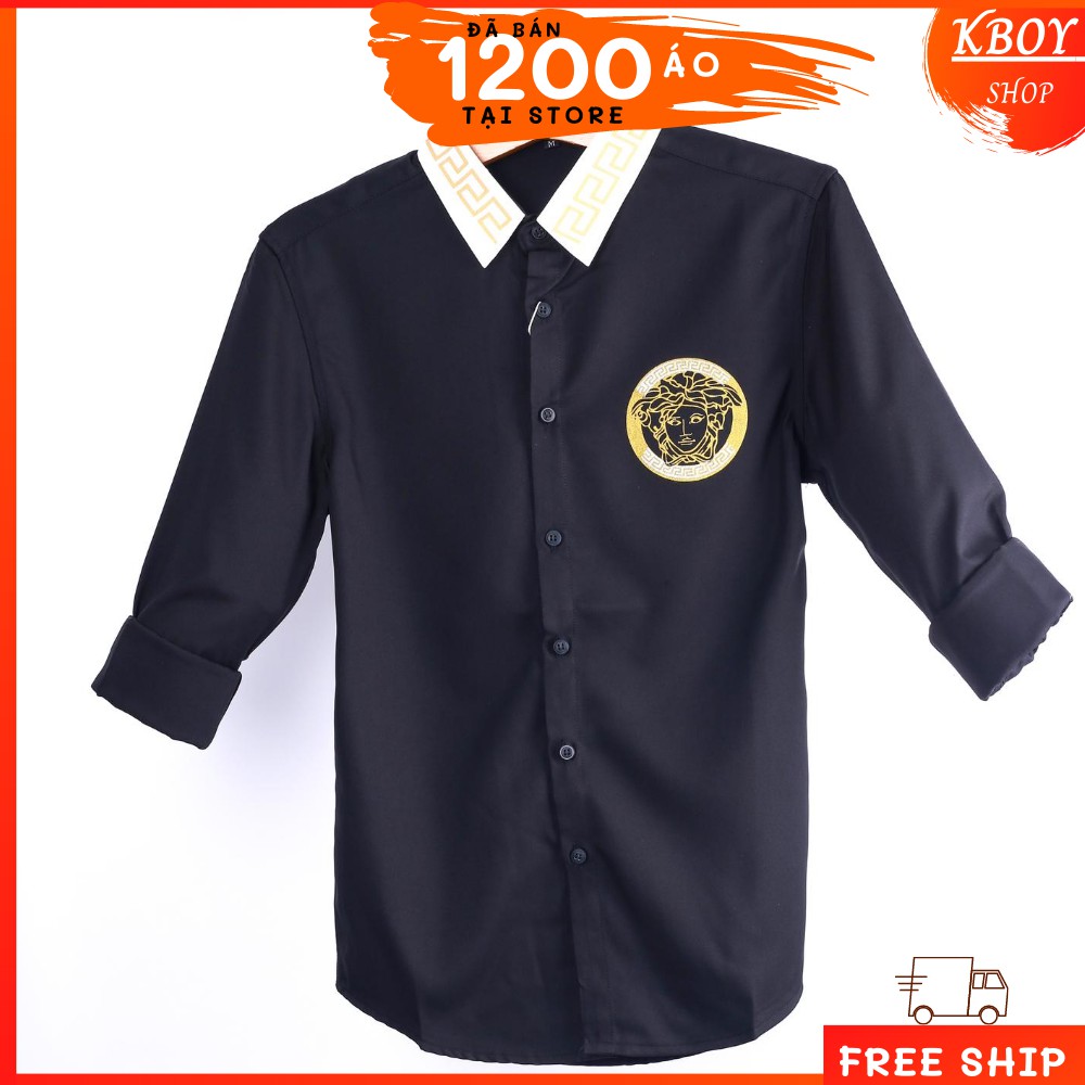 Áo sơ mi tay dài cổ bẻ Họa tiết /hàng quãng châu cao cấp, Màu đen, sang trọng, lịch lãm, bigsize đến 70kg - 778 | BigBuy360 - bigbuy360.vn