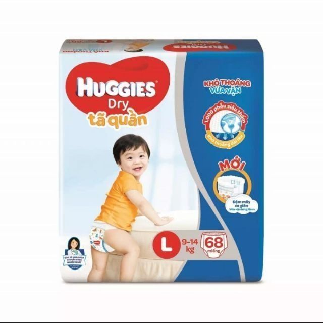 Bỉm quần Huggies Dry Pants Super Jumbo size L 68 miếng