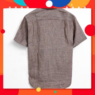 [Freeship] [CHÍNH HÃNG] Áo sơ mi tay ngắn 👘 áo sơ mi basic vải Linen màu nâu cao cấp | BASICHOUSE