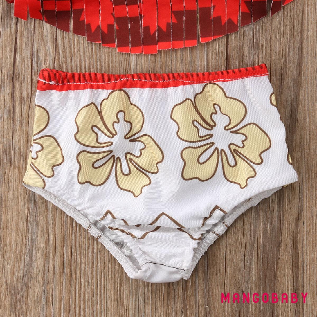 Bộ Đồ Bơi Bikini 2 Mảnh Phối Tua Rua Dễ Thương Cho Bé Gái