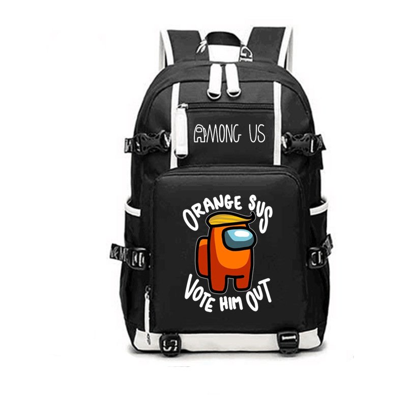 Balo 2 Vạch Kẻ Trắng in hình AMONG US game anime chibi đi học thời trang độc đáo