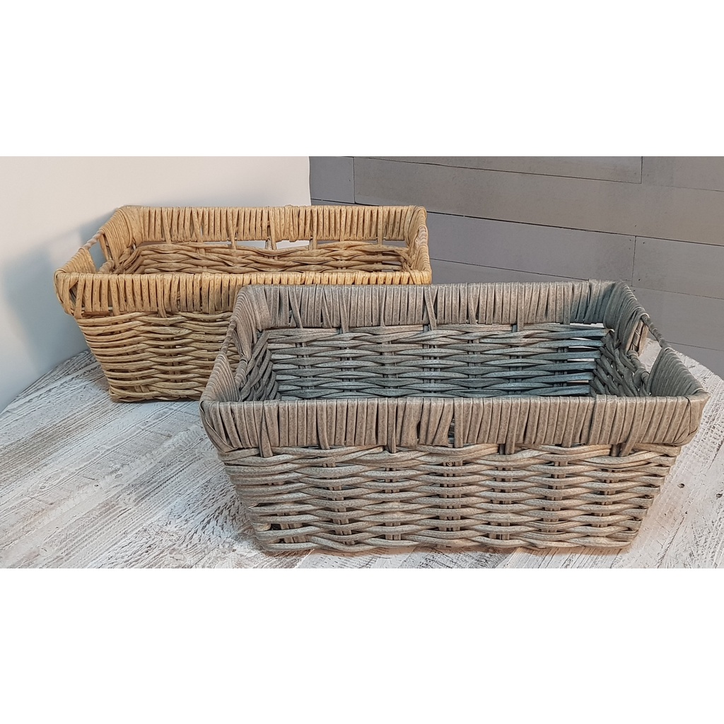 HASA- Giỏ đan dây nhựa 2 tầng đa dụng, 2 màu, 100% handmade