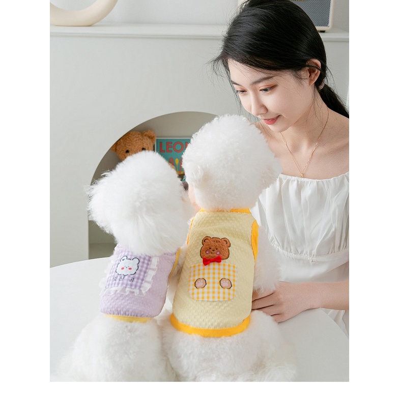 áo xinh có nút gài cổ in hình cute cho chó mèo