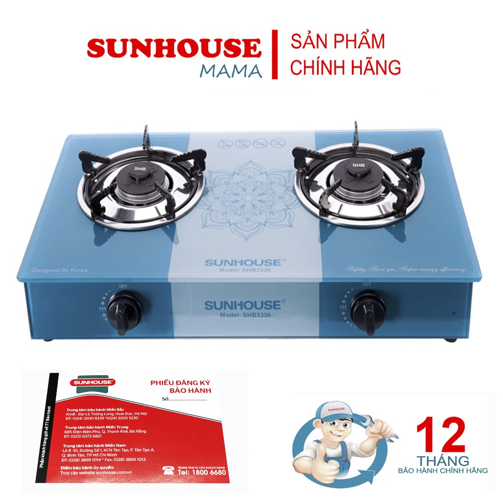 Bếp ga đôi Sunhouse SHB3365, SHB3326, SHB3336 - Bảo hành 12 tháng