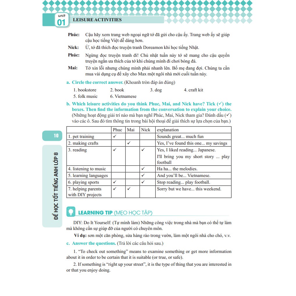 Sách - Để học tốt tiếng Anh lớp 8 Tặng Kèm Bookmark