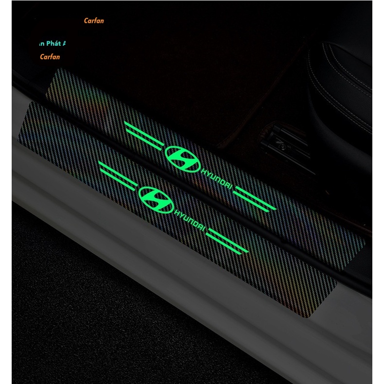 Ánh sáng ban đêm Nhãn dán Nẹp Dán Vân Carbon 5D Chống Trầy Xước Bảo Vệ Bậc Cửa Ô Tô/ Bảo Vệ Cốp Sau Ô Tô Cho Nhiều Hãng Xe Mazda Honda Toyota BMW Benz Hyundai Audi Nissan Ford