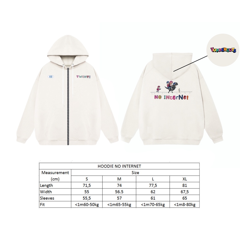 HOODIE ZIP TWENTI x 7UPPERCUTS WHITE BEIGE | BigBuy360 - bigbuy360.vn