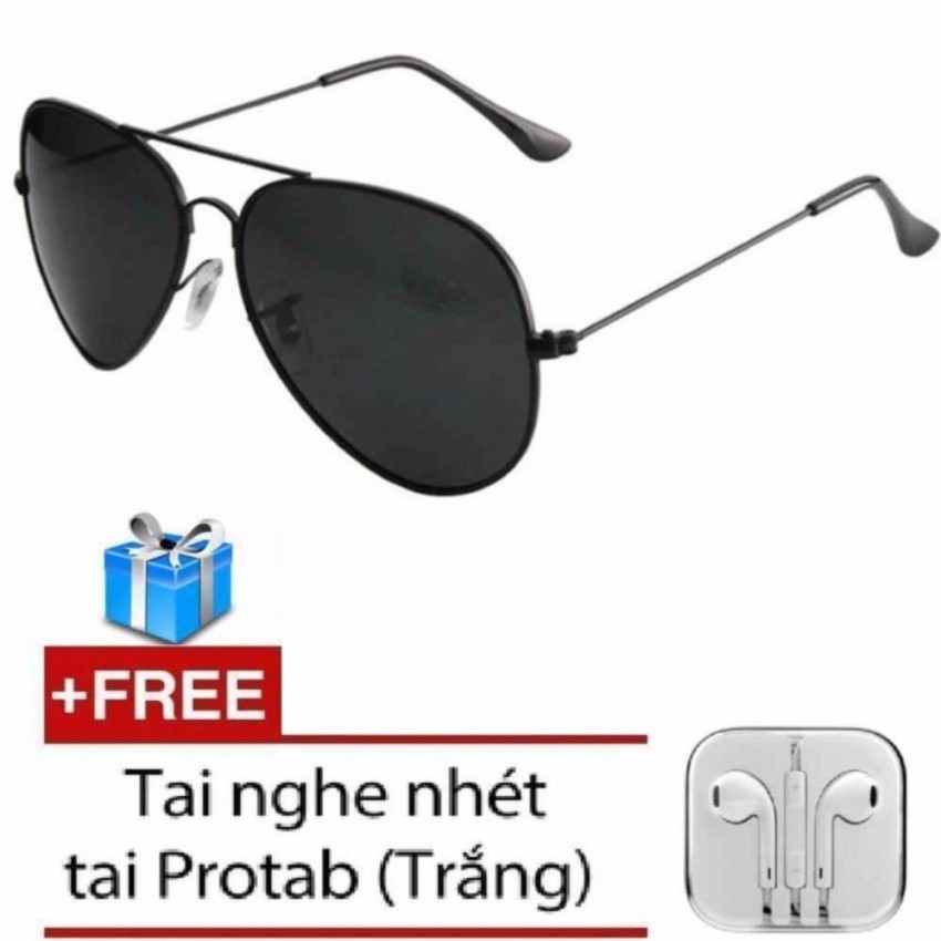 Kính mát nam kiểu dáng phi công K7515 (Đen) + Tặng tai nghe nhét tai