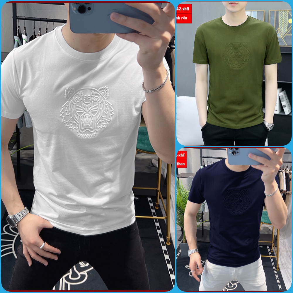 Áo thun nam TT06 tay ngắn hình con hổ in dập nổi chất liệu đẹp nhiều màu trẻ