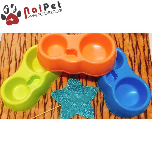 Bát Đôi Gắn Bình Cấp Nước Tự Động Cho Chó Mèo