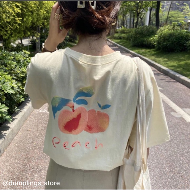 Áo peach đào trắng - be kem