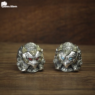 Nhẫn nam kim sí điểu mắt xanh chất liệu bạc thái cao cấp - ganes silver