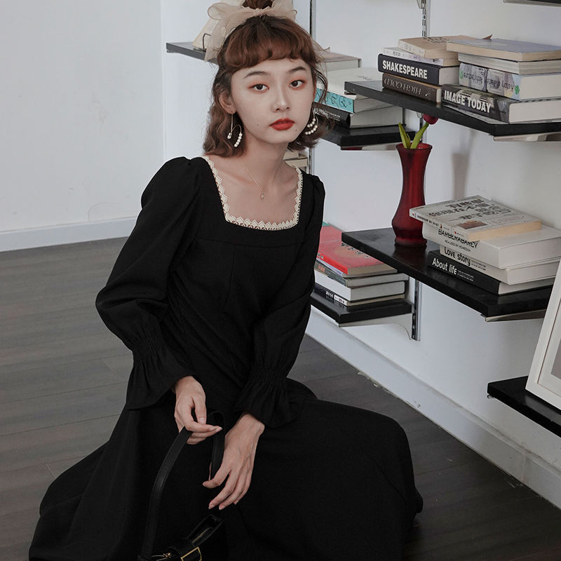 Đầm Đen Chiết Eo Phong Cách Retro Pháp | BigBuy360 - bigbuy360.vn
