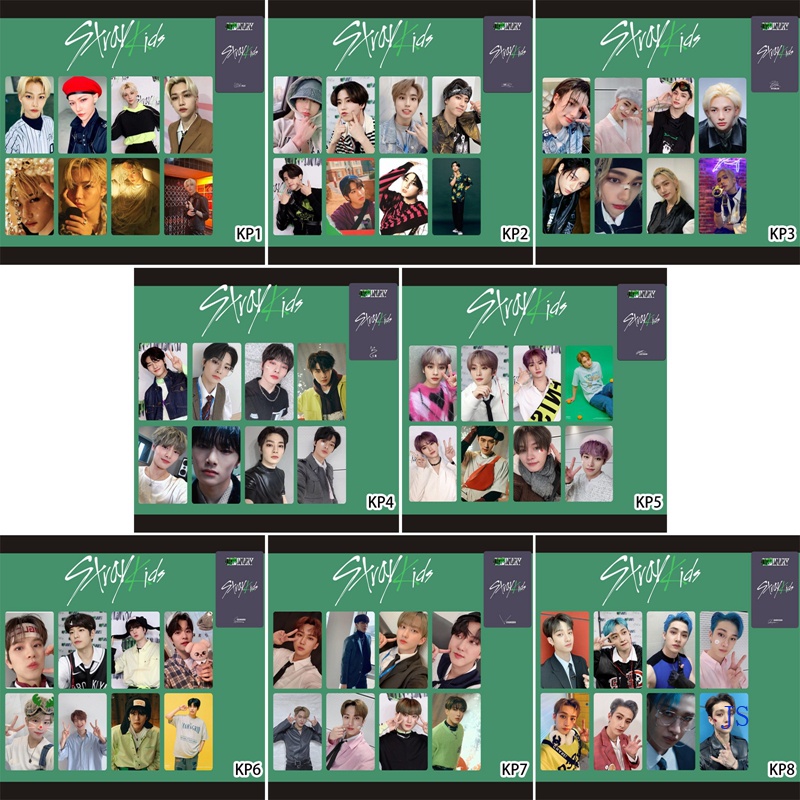 Set 8 Tấm Thẻ Hình Các Thành Viên Nhóm Nhạc Kpop Stray Kids Xinh Xắn