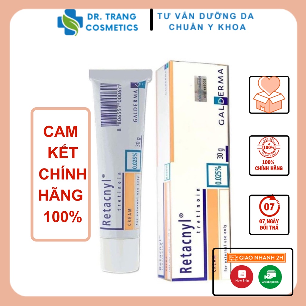 Tretinoin Retacnyl Cream 0,025%, 0.05% [Date mới]- Kem hỗ trợ giảm mụn trẻ hóa da - DR TRANG COSMETICS