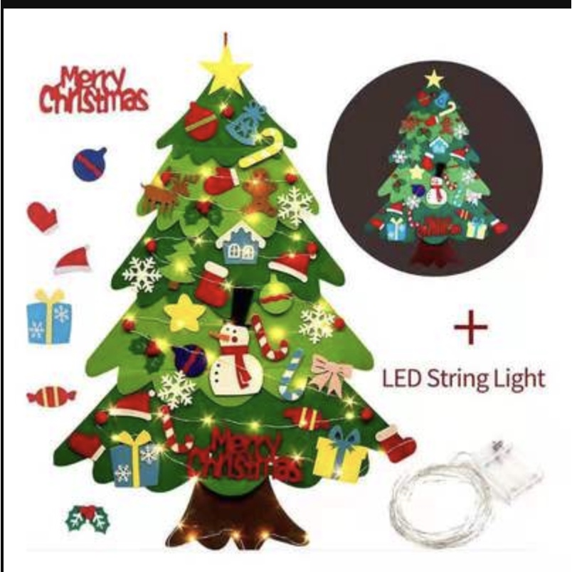 Cây thông Noel dán tường, bằng vải dạ TẶNG ĐÈN | BigBuy360 - bigbuy360.vn