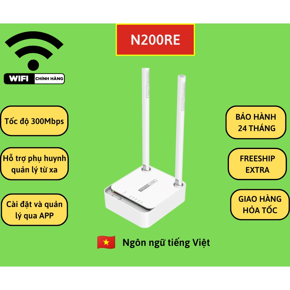 Cục phát Wifi chuẩn N tốc độ 300 Mbps TOTOLINK N200RE – router wifi chính hãng bảo hành 24 tháng