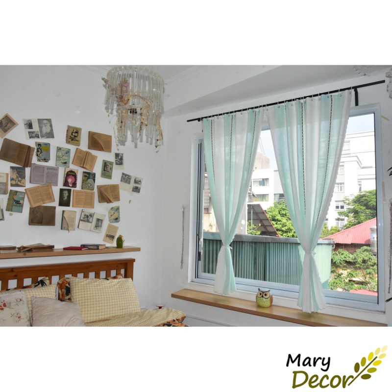 Rèm cửa trang trí decor phòng ngủ phòng khách chất liệu cotton thêu cao cấp R-CC16